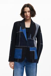 Gecombineerde patchwork blazer - BLACK - M