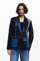 Gecombineerde patchwork blazer - BLACK - M - thumbnail