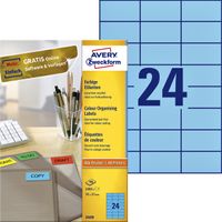 Etiket Avery Zweckform 3449 70x37mm blauw 2400stuks - thumbnail