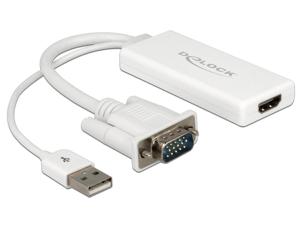 DeLOCK 62460 video kabel adapter 0,25 m VGA, USB2.0-A HDMI Wit