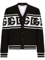 Dolce & Gabbana logo-intarsia V-neck cardigan - Noir