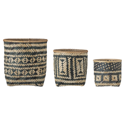 Bloomingville Mand Jomo Set van 3 Bamboe 39 x 38 x 38 Bloomingville Mand Jomo Set van 3 Bamboe 39 x 38 x 38