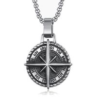 Mendes heren ketting Edelstaal Kompas Amulet Zilverkleurig - thumbnail