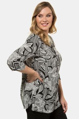 Ulla Popken Tuniek, classic, verdekte knopenlijst, 3/4 mouwen - Grote Maten