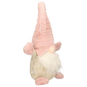 Pluche gnome/dwerg - 46 cm decoratie pop - lichtroze - kerstdecoratie