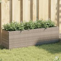 Plantenbak met 3 potten 105x30x32 cm poly rattan grijs - thumbnail