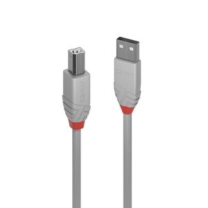 Lindy 36681 0.5m USB A USB B Mannelijk Mannelijk Grijs USB-kabel