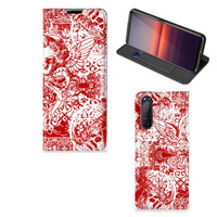 Mobiel BookCase Sony Xperia 5 II Angel Skull Rood