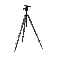 Manfrotto Trípode de Aluminio de 3 Secciones con Cabeza de 3 Vías, Kit de Accesorios de Fotografía Profesional, Trípode de Cámara con Cabezal