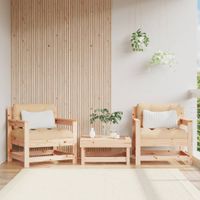 Tuinstoelen 2 st met kussens massief grenenhout - thumbnail