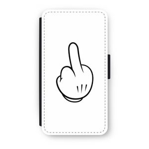 Middle finger white: iPhone X Flip Hoesje