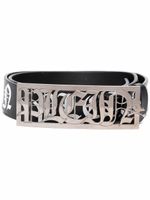 Philipp Plein ceinture en cuir à plaque logo - Noir - thumbnail