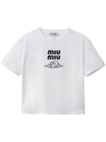 Miu Miu T-shirt met geborduurd logo - Wit