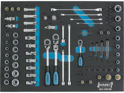 Hazet Dopsleutelset Metrisch 1/4 (6.3 mm), 3/8 (10 mm), 1/2 (12.5 mm) 90-delig 163-139/90 Hazet Dopsleutelset Metrisch 1/4 (6.3 mm), 3/8 (10 mm), 1/2 (12.5 mm) 90-delig 163-139/90