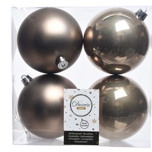 Decoris Kerstballen - 4st - kasjmier - kunststof mat/glans - 10 cm