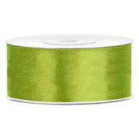 1x Hobby/decoratie appel groen satijnen sierlint 2,5 cm/25 mm x 25 meter