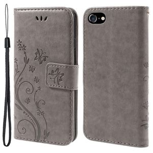 iPhone 7/8/SE (2020)/SE (2022) Butterfly Series Portemonnee Hoesje - Grijs