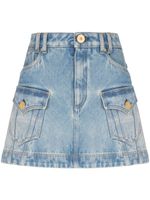 Balmain minijupe en jean à coupe évasée - Bleu