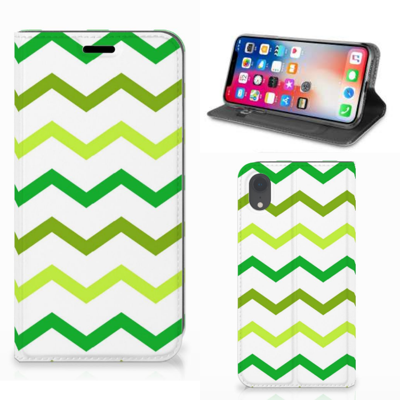 Apple iPhone Xr Hoesje met Magneet Zigzag Groen Apple iPhone Xr Hoesje met Magneet Zigzag Groen
