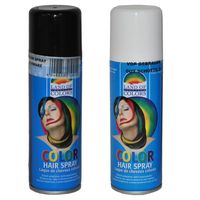 Set van 2x kleuren haarverf/haarspray van 111 ml - Zwart en Wit - thumbnail