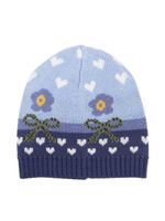 Monnalisa bonnet en maille à imprimé graphique - Bleu