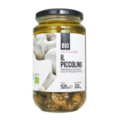 Funghi Valentina IL PICCOLINO - Baby Champignons Knoflook/Peterselie in glas 520g, bio
