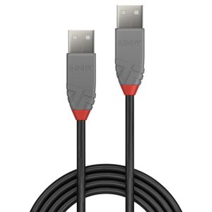 LINDY USB-kabel USB 2.0 USB-A stekker, USB-A stekker 2.00 m Zwart, Grijs 36693