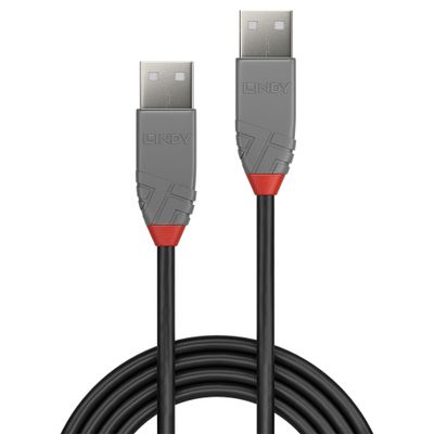LINDY USB-kabel USB 2.0 USB-A stekker, USB-A stekker 2.00 m Zwart, Grijs 36693