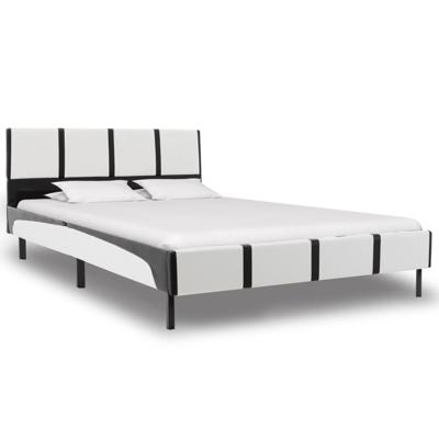 vidaXL Bedframe kunstleer wit en zwart 140x200 cm