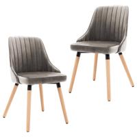 vidaXL Eetkamerstoelen 2 st fluweel lichtgrijs