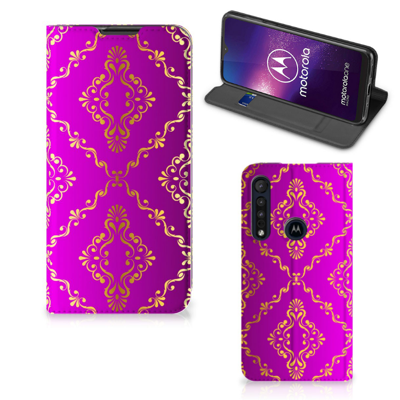 Telefoon Hoesje Motorola One Macro Barok Roze Telefoon Hoesje Motorola One Macro Barok Roze