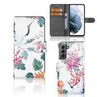 Samsung Galaxy S21 FE Telefoonhoesje met Pasjes Bird Flowers