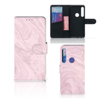 Motorola One Action Bookcase Marble Pink - Origineel Cadeau Vriendin