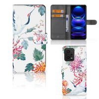 Xiaomi Redmi Note 12 5G | Poco X5 Telefoonhoesje met Pasjes Bird Flowers