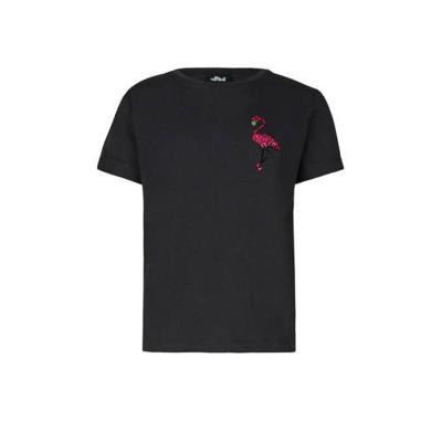 Jill & Mitch by Shoeby T-shirt Feliz met printopdruk en strass steentjes antraciet Jill & Mitch by Shoeby T-shirt Feliz met printopdruk en strass steentjes antraciet