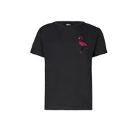 Jill & Mitch by Shoeby T-shirt Feliz met printopdruk en strass steentjes antraciet