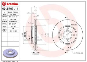 Remschijf BREMBO, Remschijftype: Binnen geventileerd, u.a. für Ford