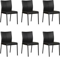 Set van 6 Zwarte leren moderne eetkamerstoelen Basic - poot vierkant zwart - Toledo Leer Nero (zwart leer) - thumbnail