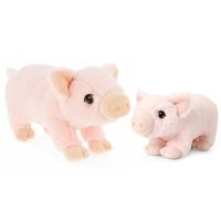 Keel Toys pluche varkens knuffeldieren - roze - staand - 18 en 28 cm - thumbnail