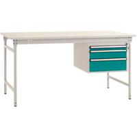 Manuflex BB5261.5021 Compleet bijzettafel basis stationair met melamine schijf + behuizing onderbouw, bxdxh: 1000 x 800 x 780 mm Waterblauw