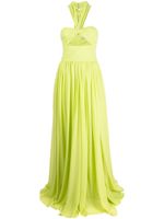 Elie Saab robe longue plissée à dos-nu - Vert