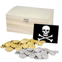 Piratenkist met gouden en zilveren muntjes   - - thumbnail