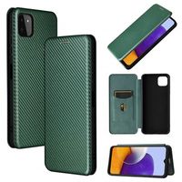 Samsung Galaxy A22 5G, Galaxy F42 5G Flip Case - Koolstofvezel - Groen