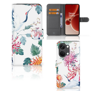 OnePlus Nord 3 Telefoonhoesje met Pasjes Bird Flowers