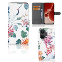 OnePlus Nord 3 Telefoonhoesje met Pasjes Bird Flowers - thumbnail