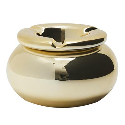 Storm Asbak Marrakesh - Kunststeen - D10 x H6 cm - metallic goud - voor binnen/balkon/serre