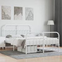 Bedframe met hoofd- en voeteneinde metaal wit 140x200 cm - thumbnail