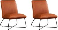 Set van 2 Cognac leren industriële fauteuils zonder armleuning Less - Rancho Leer Cognac (cognac leer) - thumbnail