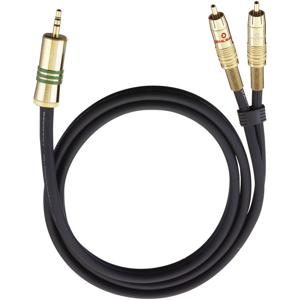 Oehlbach 2056 Cinch / Jackplug Audio Aansluitkabel [2x Cinch-stekker - 1x Jackplug male 3,5 mm] 1.00 m Zwart Vergulde steekcontacten