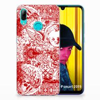 Silicone Back Case Huawei P Smart 2019 Angel Skull Rood - thumbnail